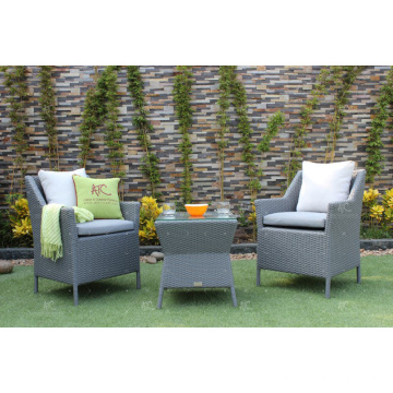 Conjunto de café de rattan de resina de estilo europeu para uso ao ar livre